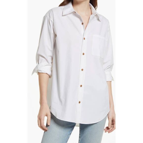 Re/Done White Oversized Contrast Stitching Cotton Buttondown Shirt - M - Picture 1 of 9